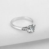 1.3ct Round Cut VVS1D Diamond Engagement Ring Solitaire 18k White Gold Finish