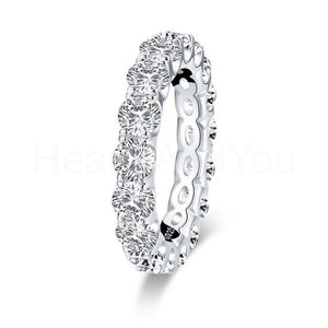 2.5ct Round Cut Moissanite Iced Full Eternity Wedding Band 14k White Gold Plated