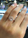 1.5ct Round Cut Peach Morganite Engagement Ring 14k RoseGold Finish Diamond Halo