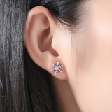 2ct Round Cut VVS1D Diamond Snowflake Trendy Stud Earrings 14k White Gold Finish