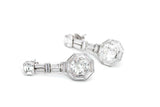 2ct Round Cut Diamond Art Deco Baguette Accent Drop Earrings 14k White Gold Over