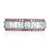 5Ct Cushion Cut Diamond Amethyst Half Eternity Wedding Band 14K Rose Gold Finish