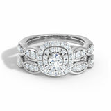 2.4ct Engagement Ring Round Cut Diamond Dual Halo Bridal Set 14k White Gold Over