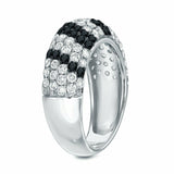 3Ct Round Cut White Black Diamond Multi Row Wedding Ring 14K White Gold Finish