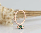 1.5ct Oval Cut Green Emerald Halo Diamond Engagement Ring 14k Rose Gold Finish