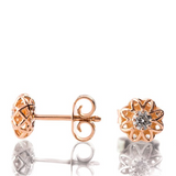 0.6ct Round Cut VVS1D Diamond Hollow Flower Drop Earrings 14k Rose Gold Finish