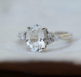 1.5ct Engagement Ring Oval Cut Diamond Petite Solitaire 14k White Gold Finish