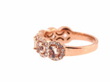 5Ct Round Cut Peach Morganite Diamond Halo Wedding Band Ring 14K Rose Gold Over