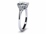 1.6ct Radiant Cut Diamond Three Stone Engagement Ring 14k WhiteYell Gold Finish