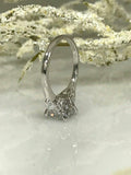 1.4ct Cushion Cut VVS1 Diamond Three Stone Engagement Ring 14k White Gold Finish