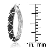 4ct Round Cut Black Diamond Hinge Back Trendy Hoop Earrings 14k White Gold Over