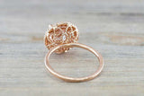 2.5ct Round Cut Peach Morganite Engagement Ring Double Halo 14k Rose Gold Finish