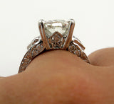 4Ct Oval Cut Diamond Vintage Engagement Ring 14K White Gold Finish Round Accents