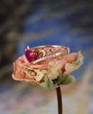 1ct Heart Cut Pink Ruby Wedding Band Ring Curved Crown 14k Yellow Gold Finish