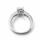 2ct Oval Cut VVS1D Diamond Engagement Ring Baguette Accent 14k White Gold Finish