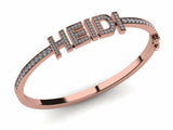 5ct Round Cut VVS1 Diamond Custom Name Line Bracelet Women 14k Rose Gold Finish