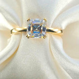 1.5ct Asscher Diamond Engagement Ring Dual Prong Solitaire 14k Yellow Gold Over