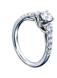 2.6ct Round Diamond Engagement Ring Trilogy Accent Solitaire 14k White Gold Over