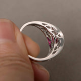 1ct Round Cut Pink Ruby Split Shank Promise Engagement Ring 14k WhiteGold Finish