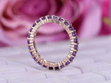 1.5ct Round Cut Amethyst Wedding Band Eternity Anniversary 14k Rose Gold Finish