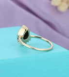 1.2ct Pear Cut Black Diamond Crown Halo Minimalist Ring 14k Yellow Gold Finish