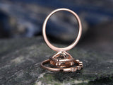 2.2Ct Cushion Cut Peach Morganite Bridal Set Engagement Ring 14K Rose Gold Over