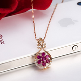 2ct Oval Cut Pink Ruby Flower Pendant 14k Rose Gold Finish NO CHAIN