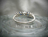 1.2ct Cushion Blue Sapphire 5 Stone Stackable Wedding Band 14k White Gold Finish