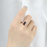 2.2ct Oval Cut Red Garnet Engagement Ring Petite Solitaire 14k YellowGold Finish