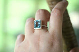 4ct Emerald Cut Blue Aquamarine Engagement Ring Solitaire 14k White Gold Finish