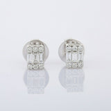 1.55ct Stud Earrings Baguette Round Cut Diamond Stylish 14k White Gold Finish