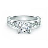 2ct Cushion Cut Diamond Engagement Ring Accents Solitaire 18k White Gold Finish