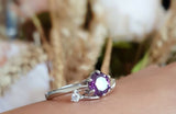 1ct Round Purple Amethyst Engagement Ring 14k White Gold Finish Unique Solitaire