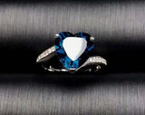 1.5ct Engagement Ring Heart Cut Sapphire Swirl with Accents 14k White Gold Over