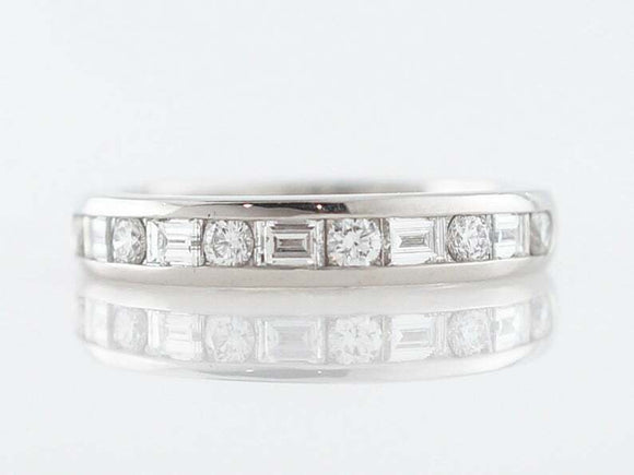 2ct Emerald Round Cut Diamond Channel Set Half Eternity Band 14k White Gold Over