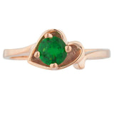 0.9ct Engagement Ring Round Cut Green Emerald Bypass Heart 14k Rose Gold Finish