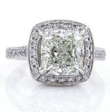 5Ct Cushion Cut VVS1/D Diamond Halo Vintage Engagement Ring 14K White Gold Over