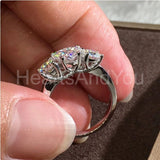 1.2ct Heart Simulated Diamond Three Stone Engagement Ring 14k White Gold Plated