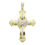 3Ct Round Cut DVVS1 Diamond Jesus Cross Pendant 14K Yellow Gold Finish NO CHAIN