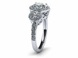 2.5ct Round Cut Diamond Engagement Ring 14k White Gold Finish Halo Three Stone