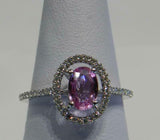 2.5ct Engagement Ring Oval Cut Pink Sapphire Diamond Halo 14k White Gold Finish