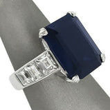 4Ct Emerald Cut Sapphire Asscher Diamond Accent Trilogy Ring 14K White Gold Over