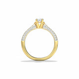 2.4ct Round Cut Diamond Solitaire with Round Accent Ring 14k Yellow Gold Finish