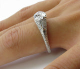 1Ct Oval Cut Diamond Vintage Art Deco Ring 14K White Gold Finish Baguette Accent