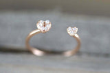 0.7ct Round Cut Diamond Engagement Ring Open Heart Dainty 14k Rose Gold Finish