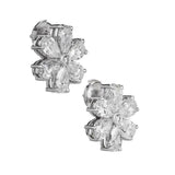 0.4ct Pear Cut VVS1D Diamond Stylish Flower Stud Earrings 14k White Gold Finish