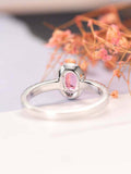 2ct Oval Cut Pink Sapphire Halo Solitaire Engagement Ring 14k White Gold Finish