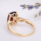 1ct Cushion Red Garnet Infinity Solitaire Engagement Ring 14k Yellow Gold Finish