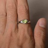 0.75ct Oval Cut Green Peridot Solitaire Engagement Ring 14k White Gold Finish