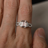 2ct Emerald Cut Peach Morganite Engagement Ring 14k White Gold Finish Split Band